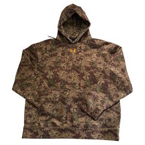 Under Armour Camo Hoodie Men’s Large Digital Woodland Fleece Hunting Pullover